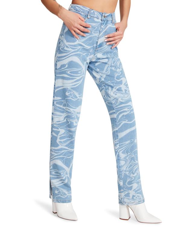 Steve Madden Denim Swirl Pants Women's Bottoms Blue | SM-605QE