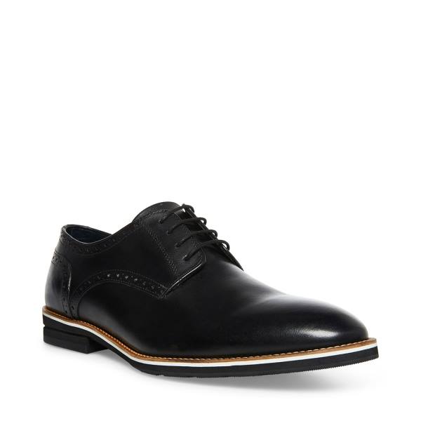 Steve Madden Derbyy Leather Men's Dress Shoes Black | SM-147PI