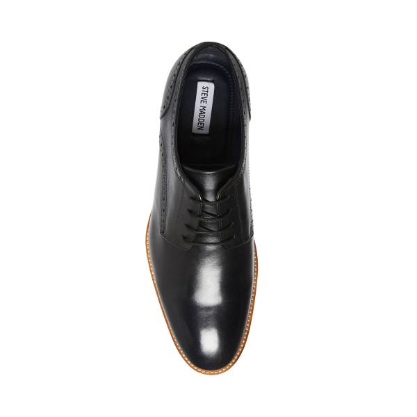 Steve Madden Derbyy Leather Men's Dress Shoes Black | SM-147PI