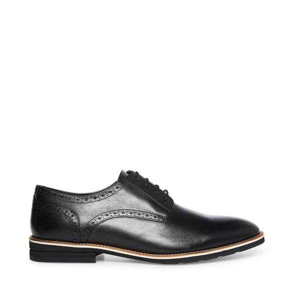 Steve Madden Derbyy Leather Men\'s Dress Shoes Black | SM-147PI