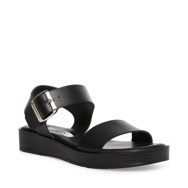 Steve Madden Destined Leather Women's Sandals Black | SM-021ZF