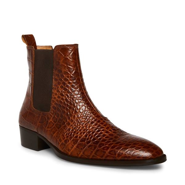 Steve Madden Dex-c Crocodile Men's Booties Brown | SM-098IC