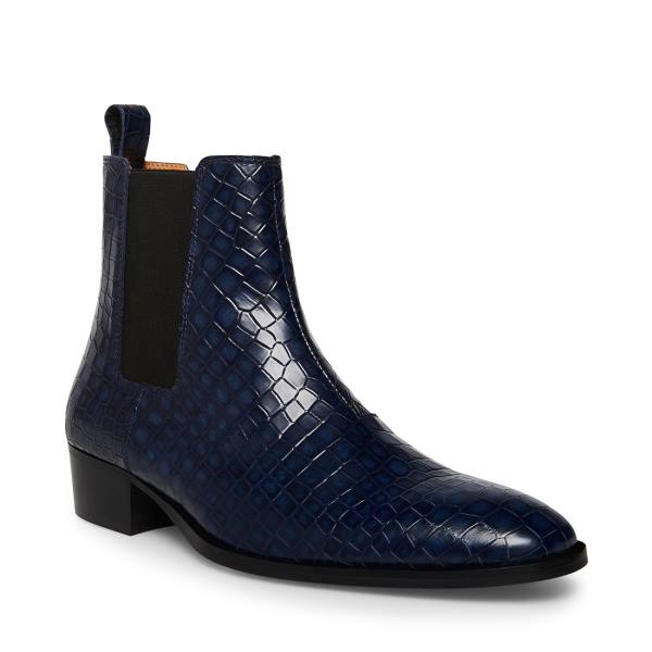 Steve Madden Dex-c Crocodile Men's Booties Blue | SM-382VN