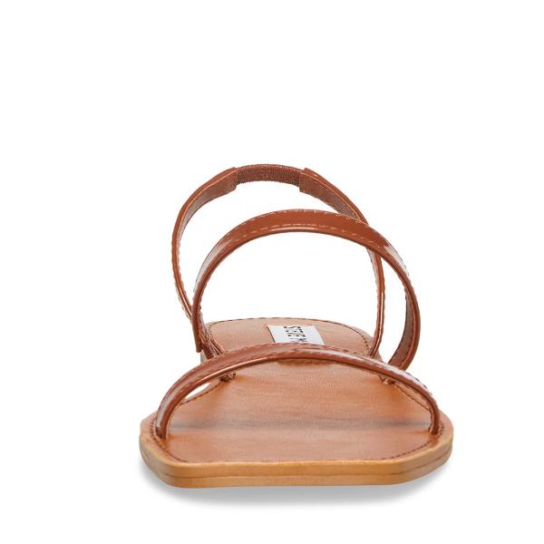 Steve Madden Direct Cognac Patent Women's Sandals Brown | SM-406BR