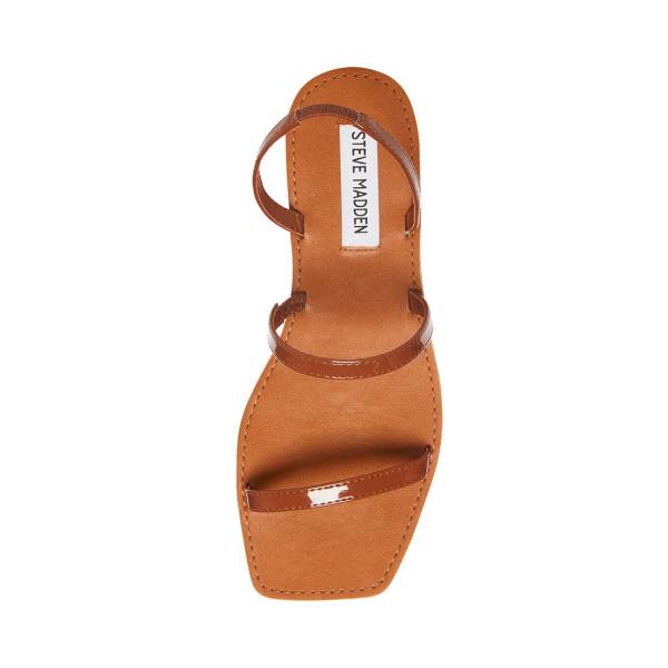 Steve Madden Direct Cognac Patent Women's Sandals Brown | SM-406BR