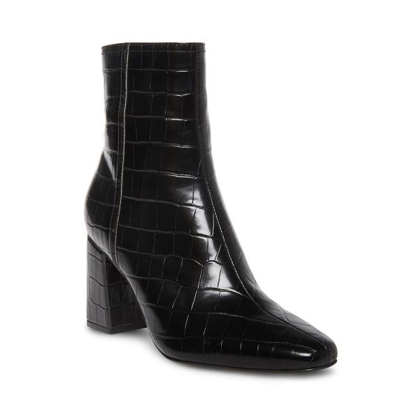 Steve Madden Divine Crocodile Women's Booties Black | SM-671BR