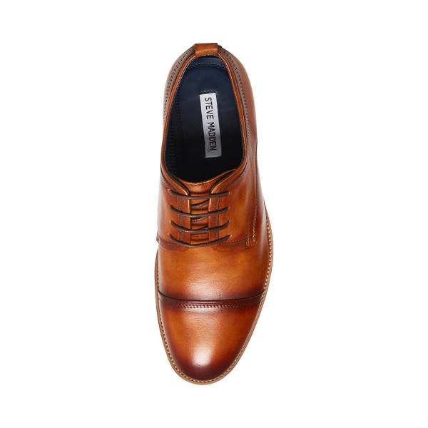 Steve Madden Doak Cognac Leather Men's Dress Shoes Brown | SM-186CY