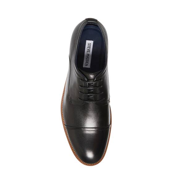 Steve Madden Doak Leather Men's Dress Shoes Black | SM-528CI