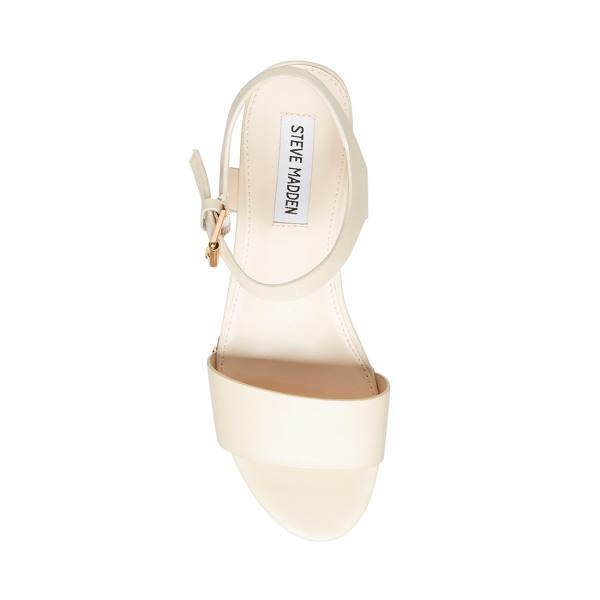 Steve Madden Domenica Leather Women's Sandals White | SM-087VI