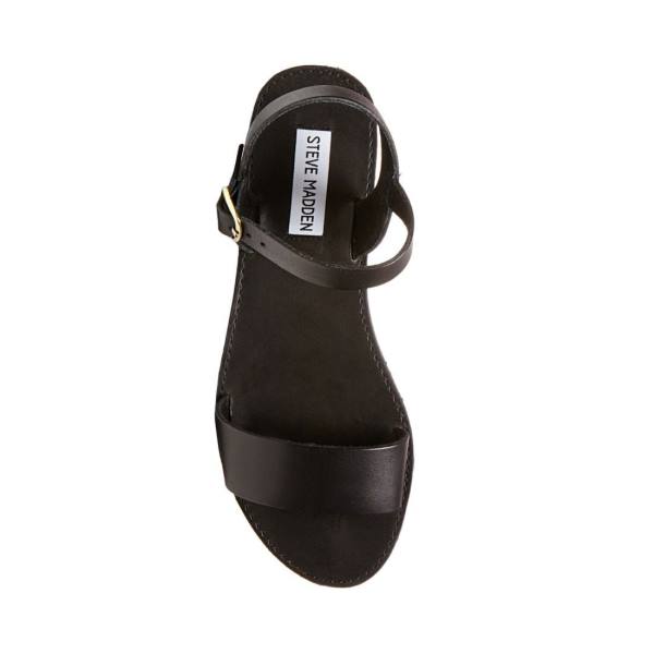 Steve Madden Donddi Leather Women's Sandals Black | SM-613QB