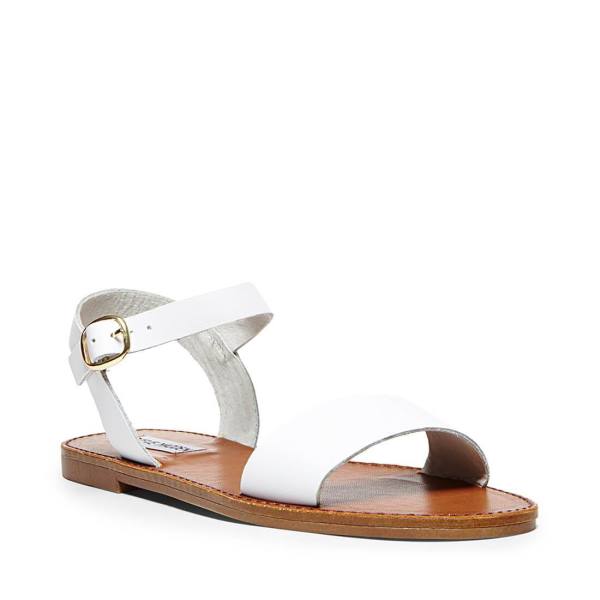 Steve Madden Donddi Leather Women's Sandals White | SM-721BS