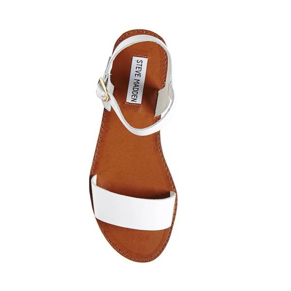 Steve Madden Donddi Leather Women's Sandals White | SM-721BS