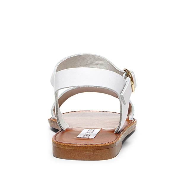 Steve Madden Donddi Leather Women's Sandals White | SM-721BS