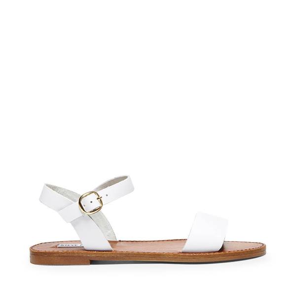 Steve Madden Donddi Leather Women\'s Sandals White | SM-721BS