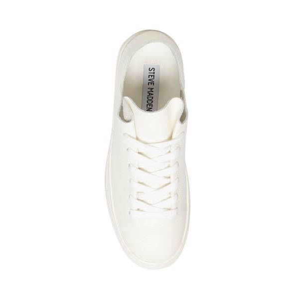 Steve Madden Dorey Leather Women's Sneakers White | SM-964MB