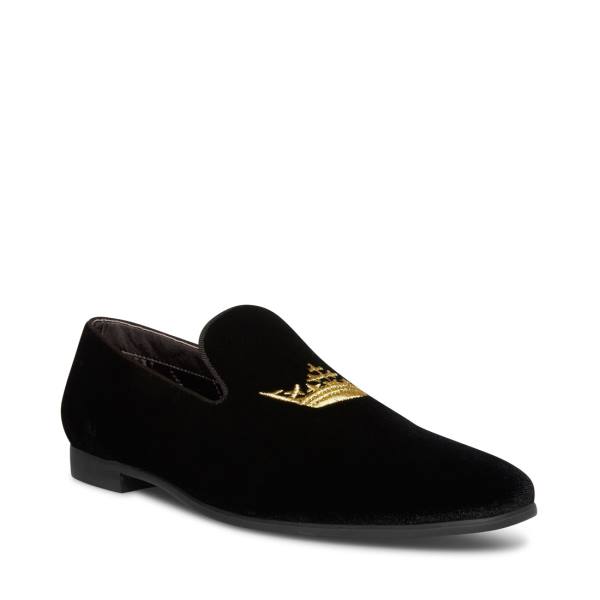 Steve Madden Edmund Velvet Men's Dress Shoes Black | SM-913AL