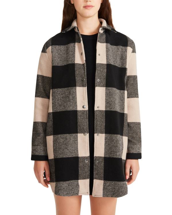 Steve Madden Eldridge Plaid Lt Taupe Women's Coats Light Grey Brown | SM-520DZ