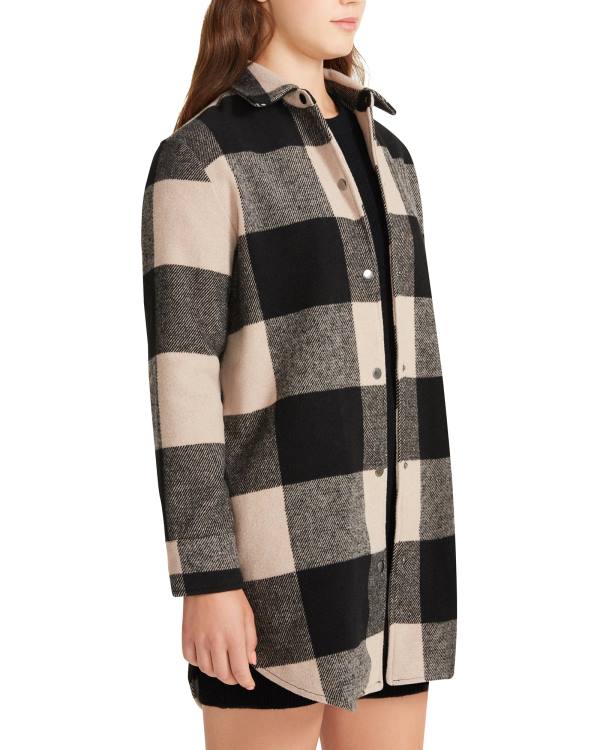 Steve Madden Eldridge Plaid Lt Taupe Women's Coats Light Grey Brown | SM-520DZ