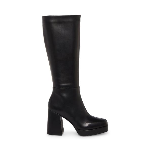 Steve Madden Elise Leather Women\'s Boots Black | SM-642LK