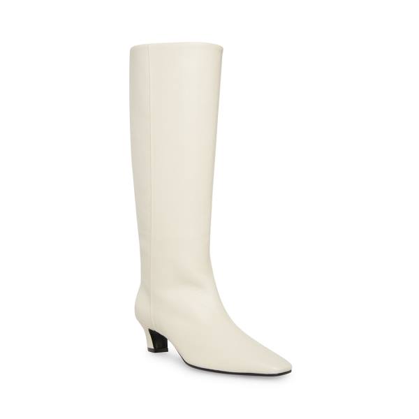 Steve Madden Empire Leather Women's Boots White | SM-284HF