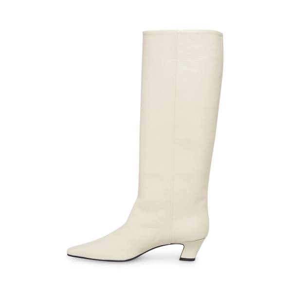 Steve Madden Empire Leather Women's Boots White | SM-284HF