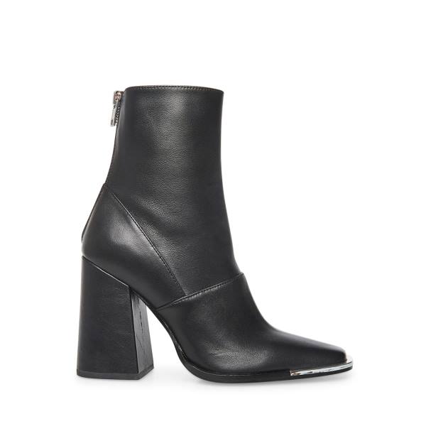 Steve Madden Excess Leather Women\'s Booties Black | SM-934ON