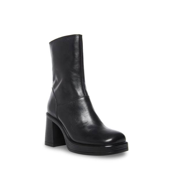 Steve Madden Fantsie Leather Women's Booties Black | SM-341FK