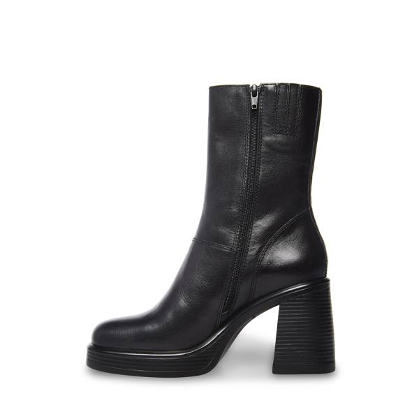 Steve Madden Fantsie Leather Women's Booties Black | SM-341FK