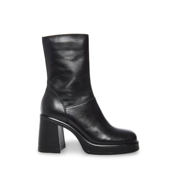 Steve Madden Fantsie Leather Women\'s Booties Black | SM-341FK