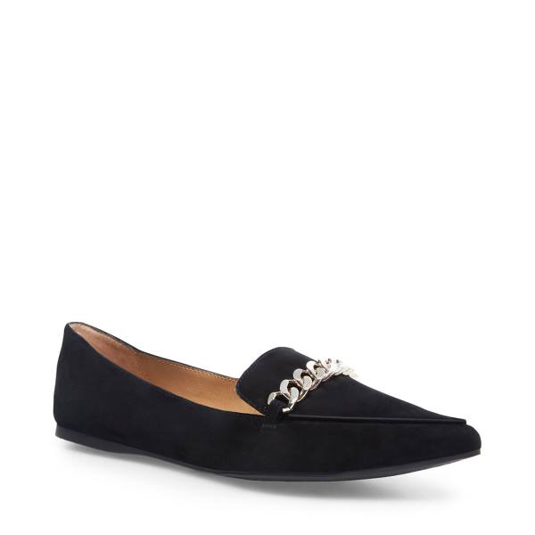 Steve Madden Farrell Suede Women's Flat Shoes Black | SM-820QR