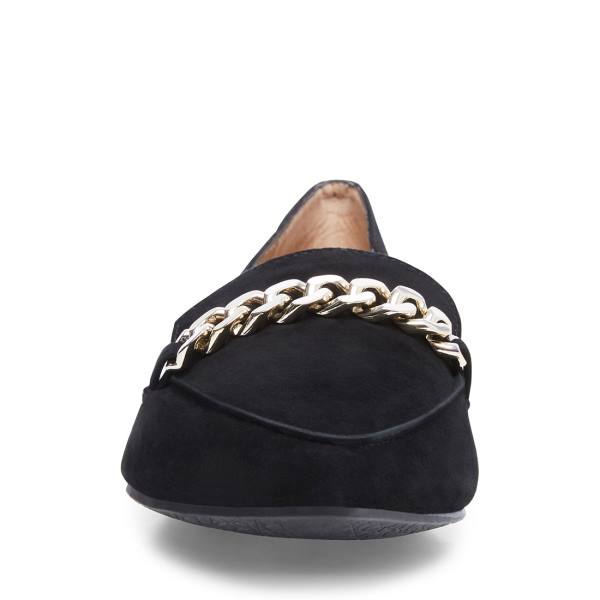 Steve Madden Farrell Suede Women's Flat Shoes Black | SM-820QR