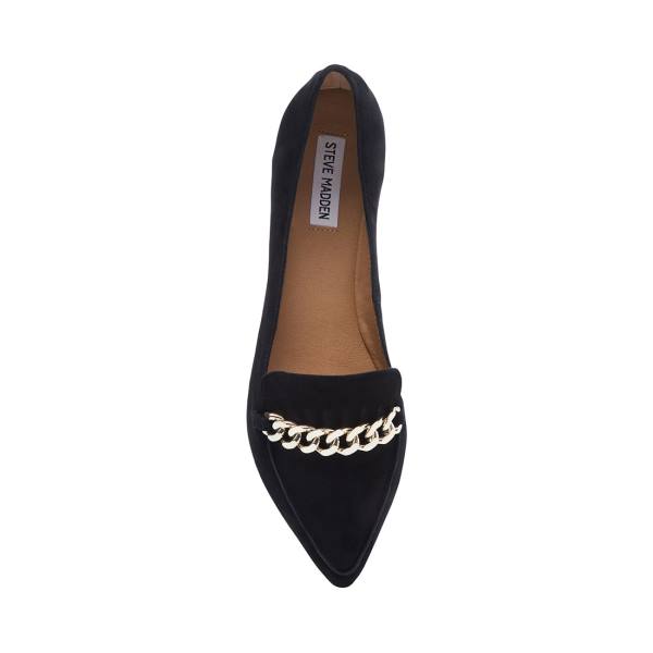 Steve Madden Farrell Suede Women's Flat Shoes Black | SM-820QR