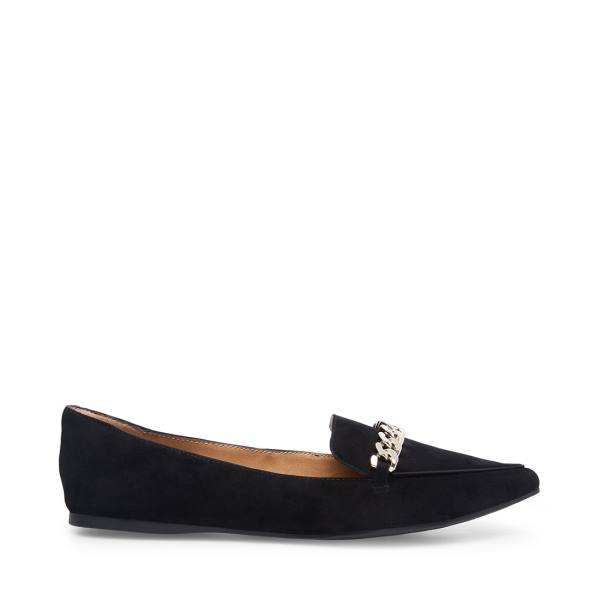 Steve Madden Farrell Suede Women\'s Flat Shoes Black | SM-820QR