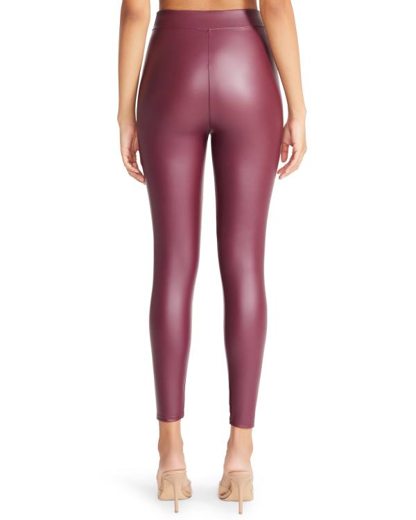 Steve Madden Faux Leather Burgundy Women's Leggings Burgundy | SM-934XI