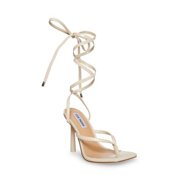 Steve Madden Fernanda Bone Patent Women's Heels Beige | SM-875UF