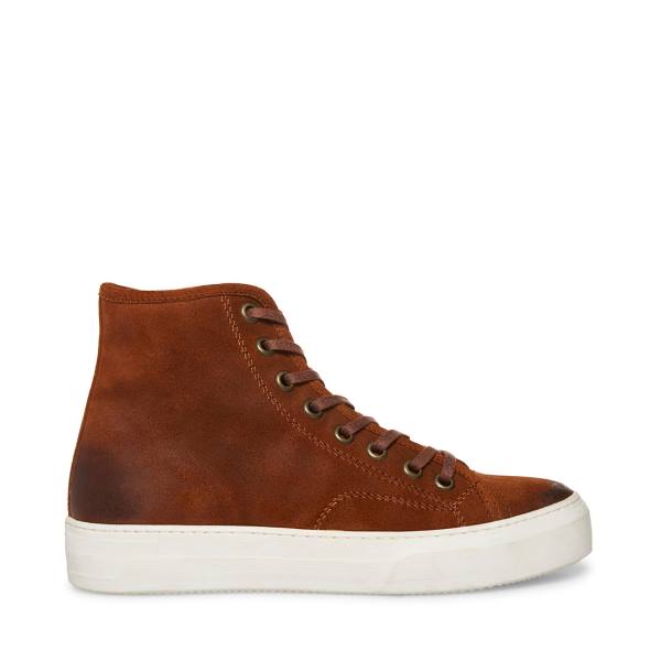 Steve Madden Forte Cognac Suede Men\'s Sneakers Brown | SM-961JN