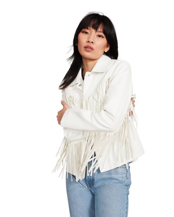 Steve Madden Fringe Women's Jackets White | SM-872RF