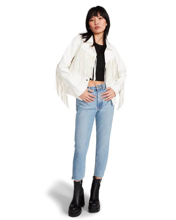 Steve Madden Fringe Women's Jackets White | SM-872RF