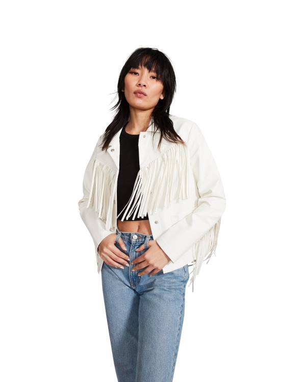 Steve Madden Fringe Women\'s Jackets White | SM-872RF