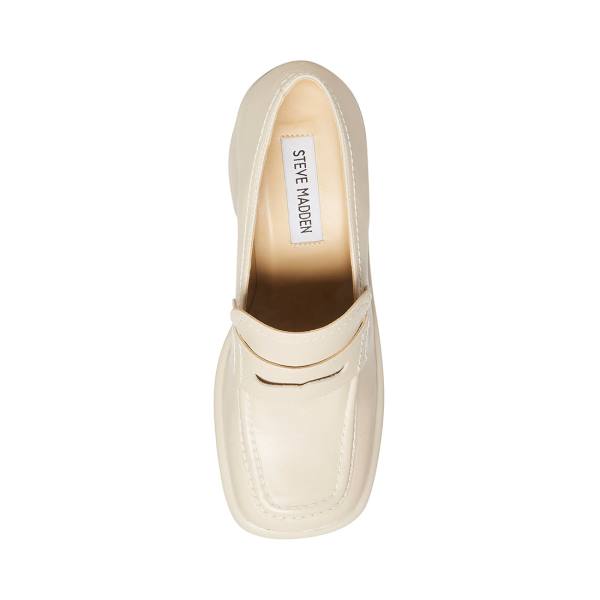 Steve Madden Fulfill Bone Leather Women's Loafers Beige | SM-147XI