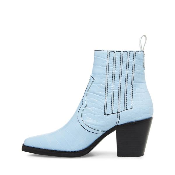 Steve Madden Geniva Crocodile Women's Booties Light Blue | SM-027HM