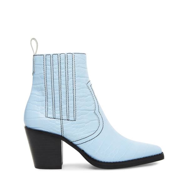 Steve Madden Geniva Crocodile Women\'s Booties Light Blue | SM-027HM