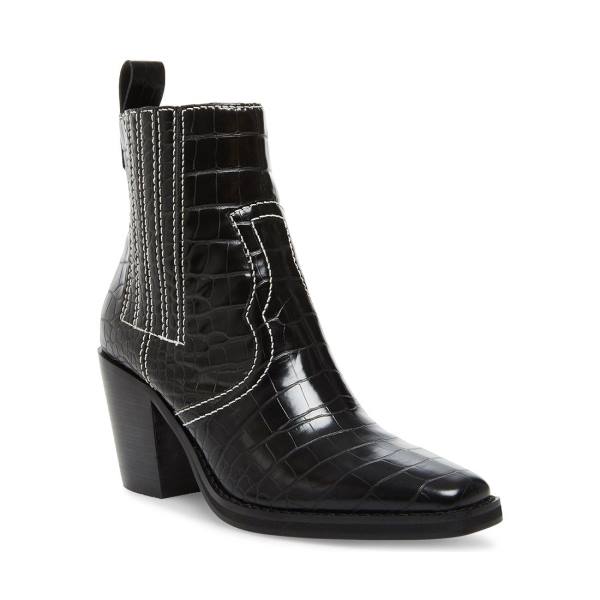 Steve Madden Geniva Crocodile Women's Booties Black | SM-178FB