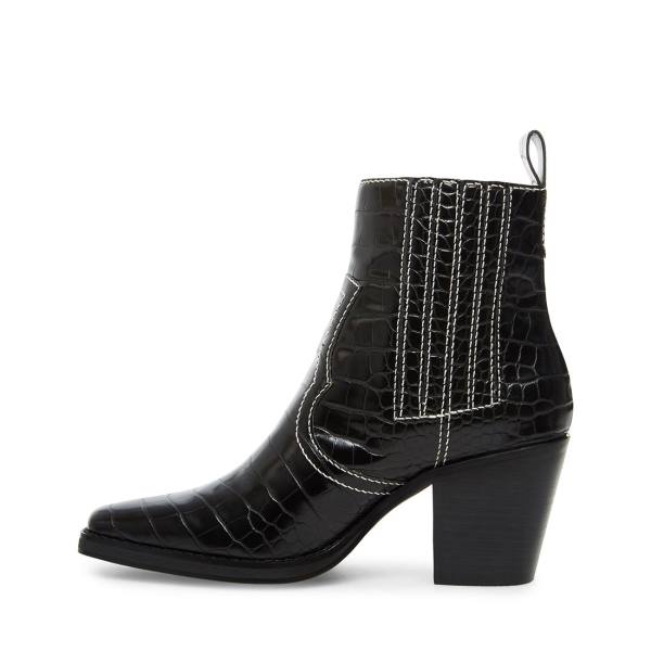 Steve Madden Geniva Crocodile Women's Booties Black | SM-178FB