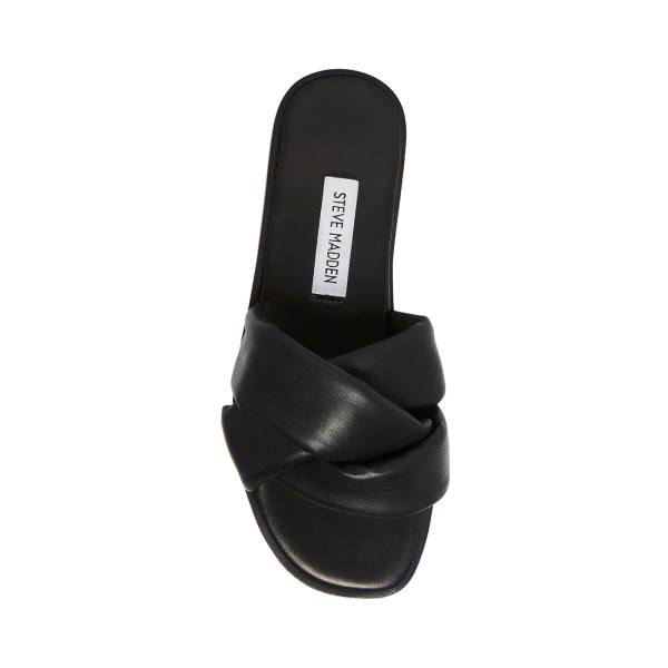 Steve Madden Georgina Leather Women's Sandals Black | SM-604AQ