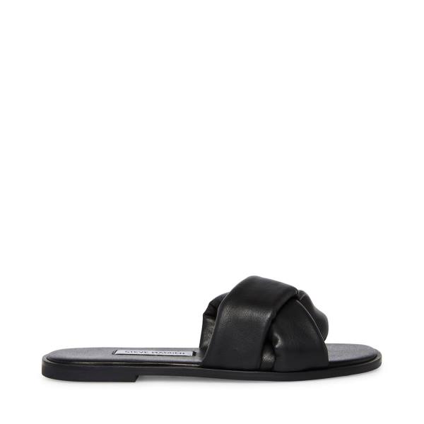 Steve Madden Georgina Leather Women\'s Sandals Black | SM-604AQ