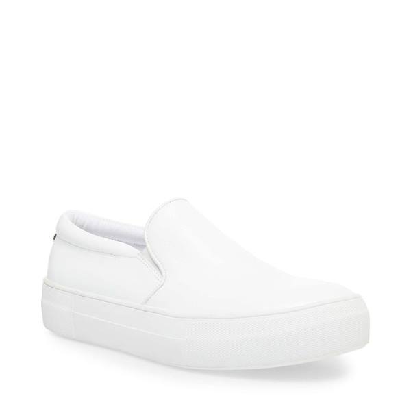 Steve Madden Gills Leather Women's Sneakers White | SM-640RN