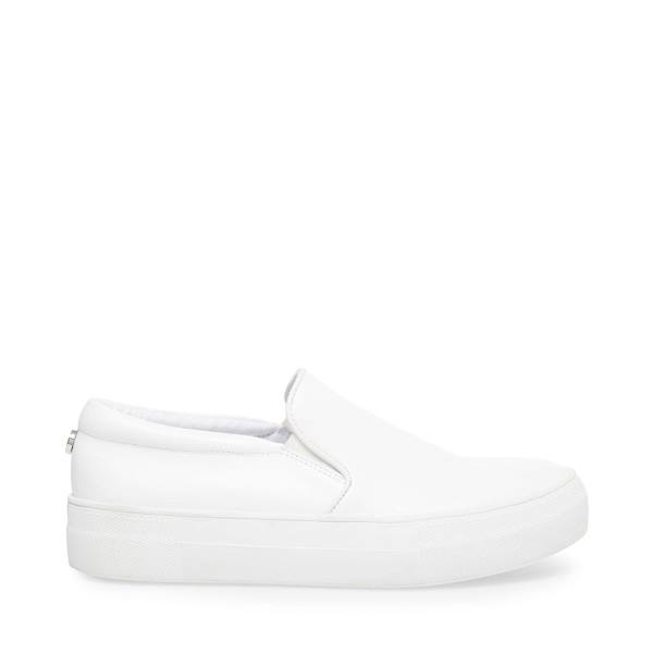 Steve Madden Gills Leather Women\'s Sneakers White | SM-640RN