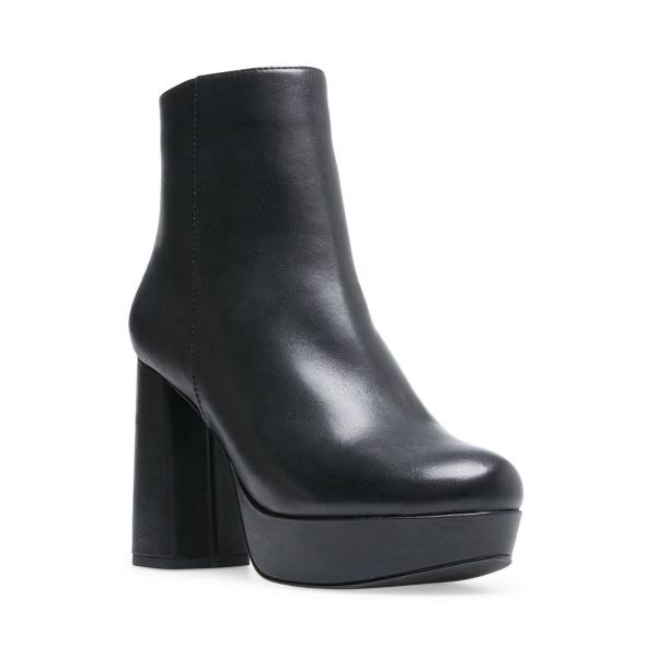 Steve Madden Grate Leather Women's Booties Black | SM-180OH