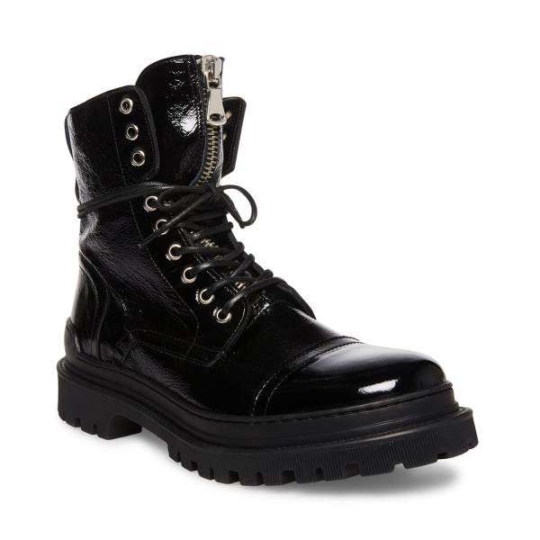 Steve Madden Guard Patent Men's Boots Black | SM-789EF